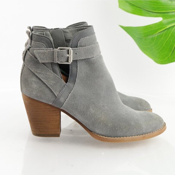 Sam Edelman Womens Maurine Boots Size 7 Gray Blue Suede Block Heel Buckle Bootie - Picture 7 of 13